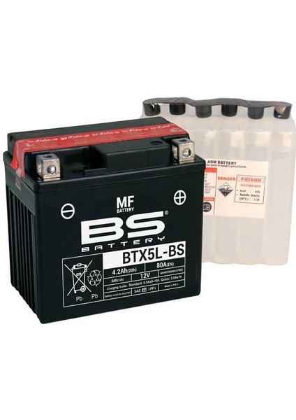 BTX5L-BS Akü Bs /bws-Delight 125/KTM Crf 250X/[HONDA] Cg 125 Titan