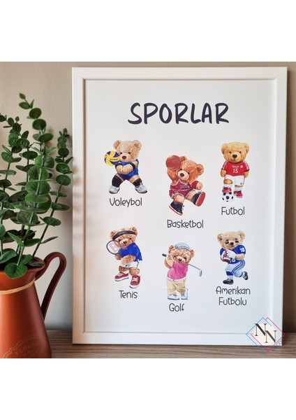 Sporlar Eğitici 2'Li Set - Ahşap Çerçeveli, Bebek Ve Çocuk Odası Tablo Seti