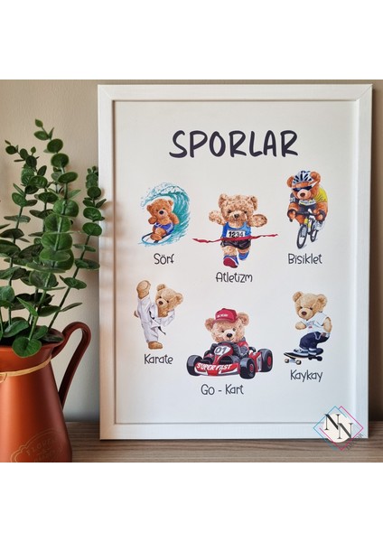 Sporlar Eğitici 2'Li Set - Ahşap Çerçeveli, Bebek Ve Çocuk Odası Tablo Seti