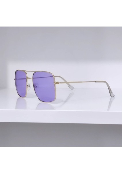 Ayel Glasses Pilot Model  Güneş Gözlüğü Mor Cam  Gold Çerçeve