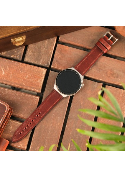 Huawei Watch 42mm 43mm Uyumlu ( 20MM ) Deri Kordon GT GT2 GT3 Gt3 Pro Seramik 43mm GT4 Elegant Huawei Hakiki Deri Akıllı Saat Kordonu Kahverengi Deri Kayış