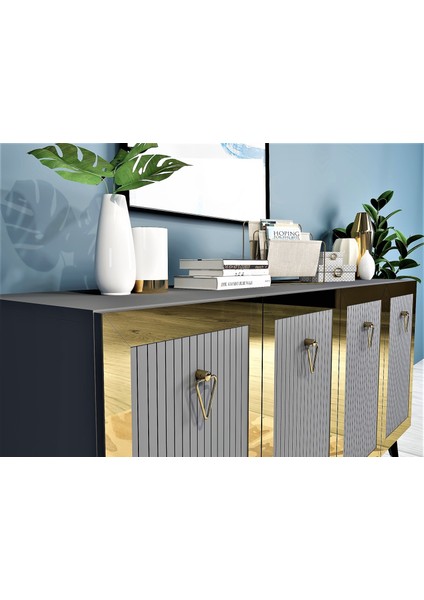 Baredh Lazer Desenli Konsol Antrasit Altın fiyatları