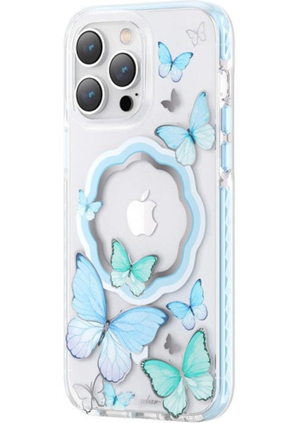 iPhone 14 Pro Kılıf Kingxbar Magsafe Özellikli Butterfly Desenli Kapak