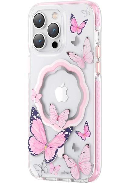 iPhone 14 Pro Kılıf Kingxbar Magsafe Özellikli Butterfly Desenli Kapak
