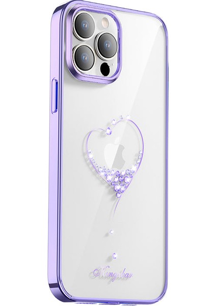 iPhone 14 Pro Max Kılıf Kingxbar Kalp Love Desenli Taşlı Kapak
