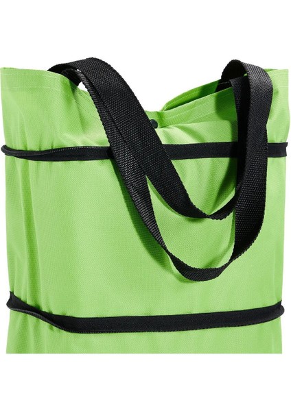 Yeşil Katlanabilir Alışveriş Arabası Sepeti Tekerlekli Büyük Iki Aşamalı Fermuar Çanta Market Araba modelleri