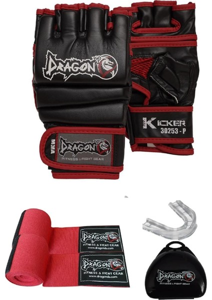 Kicker Mma Eldiven, Bandaj ve Dişlik Üçlü Koruma Gloves Giftoom Mma , Kickboks , Boks