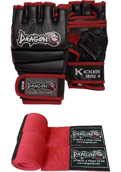 Kicker Mma Eldiveni ve Bandaj Seti Gloves Giftoom Dövüş Sporları , Kickboks , Boks