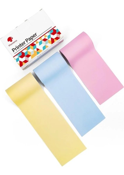 T02 Yapışkansız Renkli 53MMX6,5MT - 3 Rulo - Sarı, Pembe, Mavi 5 Yıl Dayanıklı