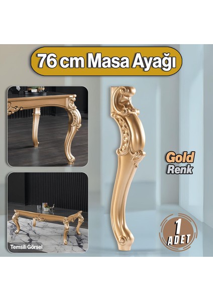 Valenta Masa Dresuar Ayağı 76 cm Plastik Ayak Mutfak Yemek Masası Mobilya Ayakları Altın Gold