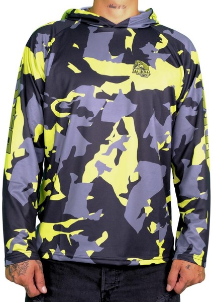 Performans Balıkçı T-Shirt Kapüşonlu Yellow Camo