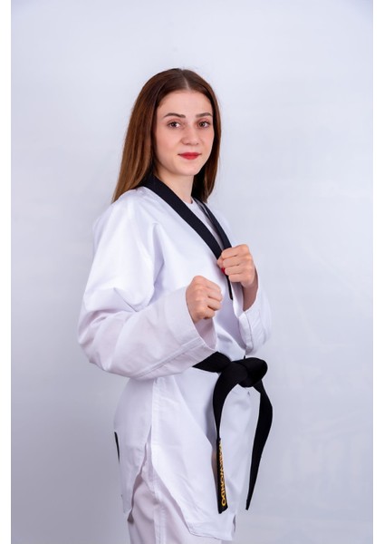 Profesyonel Siyah Yaka Ultra Fighter Kumaş Taekwondo Elbisesi