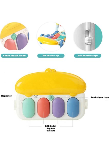 Işıklı Sesli Müzikli Oyuncaklı Piyanolu Oyun Halısı Bebek Aktivite Jimnastik Merkezi