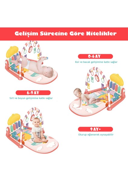 Learning Fun Işıklı Sesli Müzikli Oyuncaklı Piyanolu Oyun Halısı Bebek Aktivite Jimnastik Merkezi