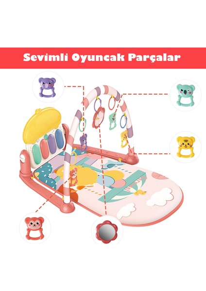 Learning Fun Işıklı Sesli Müzikli Oyuncaklı Piyanolu Oyun Halısı Bebek Aktivite Jimnastik Merkezi