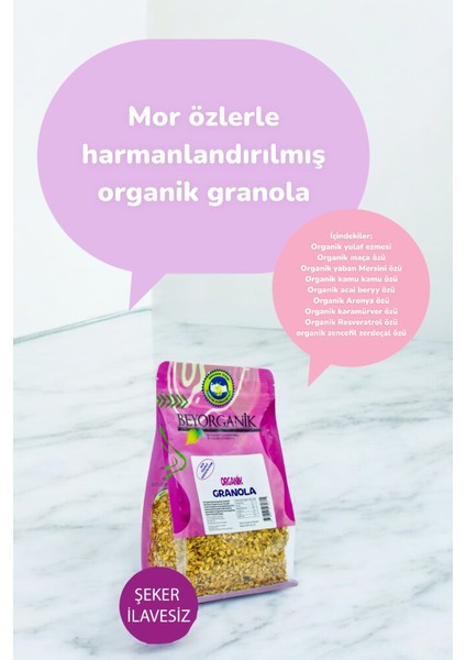 Organik Granola 350gr (Mor Özlerle Harmanlanmış)