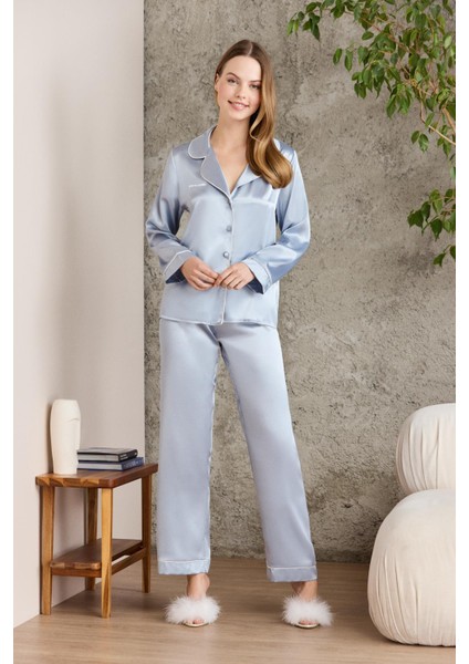 Saten Biyeli Pijama Takımı - 1200