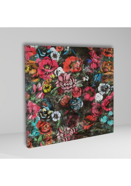 Tekli Kare Kanvas Tablo Kırmızı Pembe Mavi Çiçekler fiyatları