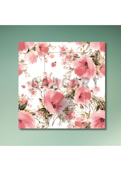 Tekli Kare Kanvas Salon Tablosu Pembe Soft Çiçekler modelleri
