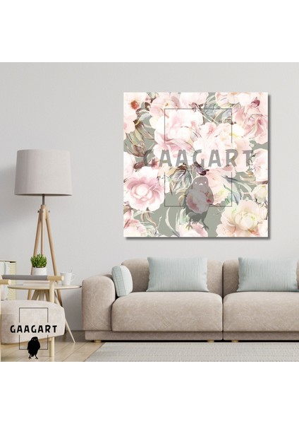 Tekli Kare Kanvas Tablo Soft Soğuk Pembe Renkte Çiçekler