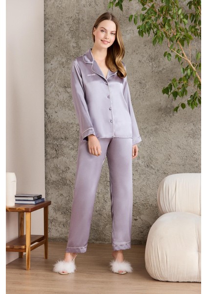 Saten Biyeli Pijama Takımı - 1200