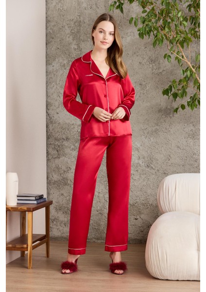 Saten Biyeli Pijama Takımı - 1200