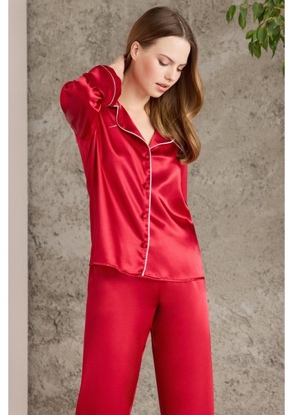 Saten Biyeli Pijama Takımı - 1200 modelleri