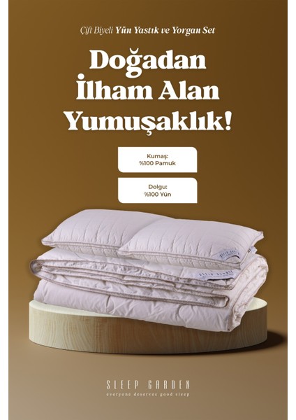 Elit Grubu Yün Biyeli Şık 1 Adet Çift Kişilik Yorgan-2 Adet Yastık Set Ürün Jüt Keten Çantalı