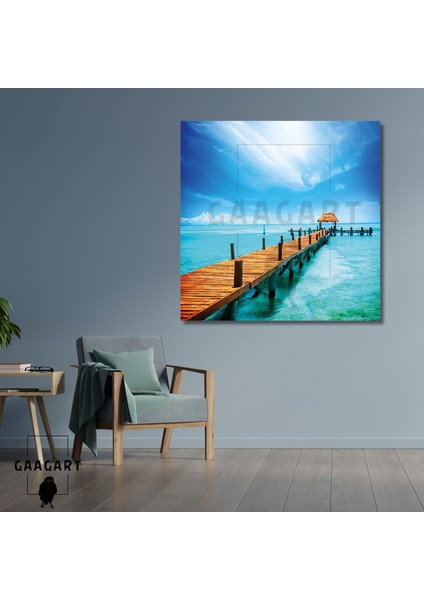 Tekli Kare Kanvas Tablo Hawaii Deniz Manzarası Iskele