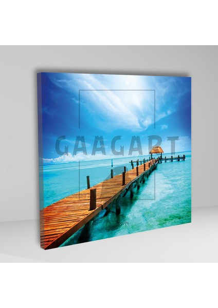 Tekli Kare Kanvas Tablo Hawaii Deniz Manzarası Iskele fiyatları