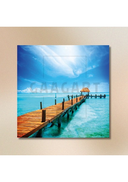 Tekli Kare Kanvas Tablo Hawaii Deniz Manzarası Iskele modelleri