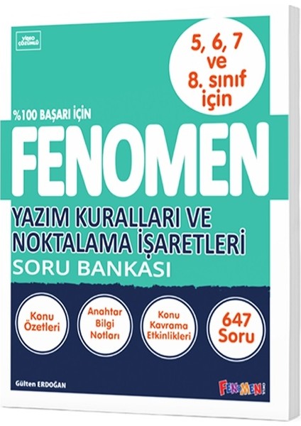 Fenomen 5,6,7 ve 8. Sınıf Yazım Kuralları ve Noktalama Işaretleri Soru Bankası