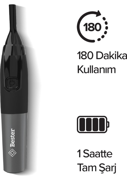 NE8003 Işıklı Şarj Edilebilir Kulak Burun Tüy Kesme Makinesi