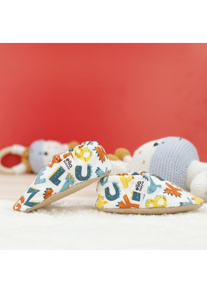 Desenli Bebek Patiği, Kaydırmaz Taban, Ev Kreş Ayakkabısı Panduf, Harfler