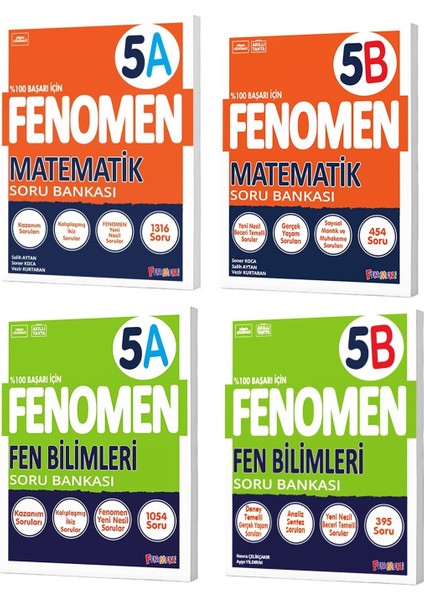 2024 5. Sınıf Matematik - Fen Bilimleri A + B Soru Bankası Seti 4 Kitap