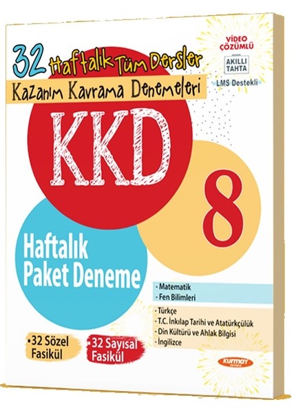 KKD 8.Sınıf Tüm Dersler Haftalık Paket Deneme (64 Fasikül)+(32 Optik)