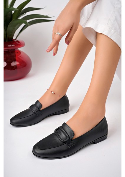 Kadın Deri Siyah Babet modelleri