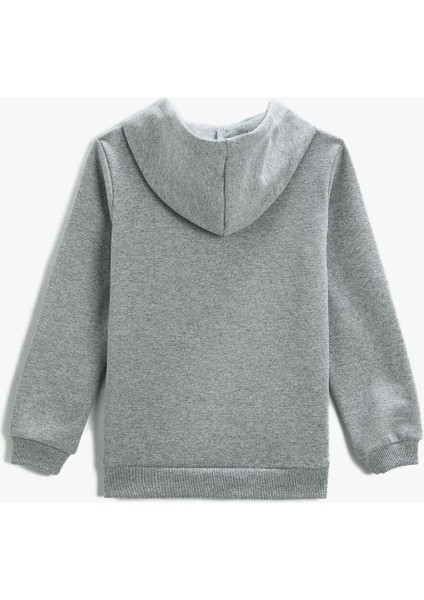 KND-250003 Basic Kapüşonlu 3 Iplik Kışlık Fermuarlı Okul Sweatshirt