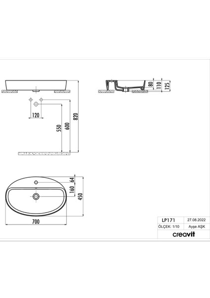 Loop Oval Çanak Lavabo 40 x 70 cm