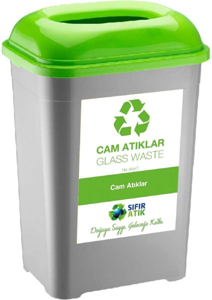 Sıfır Atık Kutusu 50 Lt Geri Dönüşüm Kutusu Atık Kovası Plastik Büyük Boy  Atık Kutusu 6 Adet