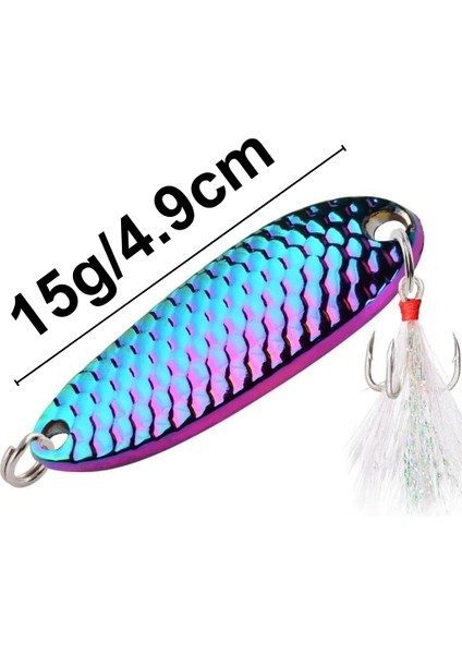 Kaşık 15GRAM / 4,9 C.m Çok Renkli Sahte Yem, Spin, Rapala, Jig Yem, Zoka Yem, Alabalık, Çinekop, Levrek, Lüfer, Palamut, Zargana, Turna, Zoka Yem