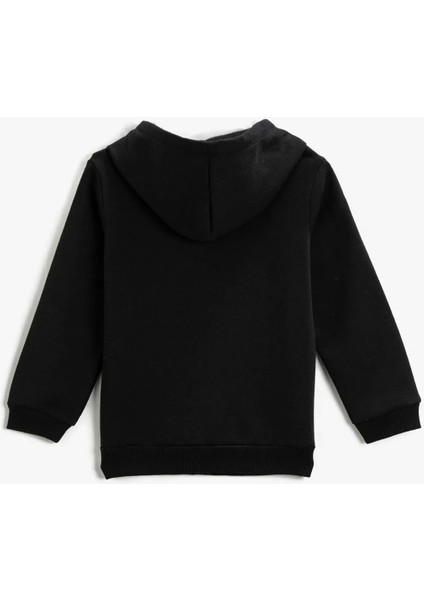 KND-250003 Basic Kapüşonlu 3 Iplik Kışlık Fermuarlı Okul Sweatshirt