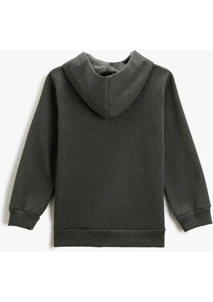 KND-250003 Basic Kapüşonlu 3 Iplik Kışlık Fermuarlı Okul Sweatshirt