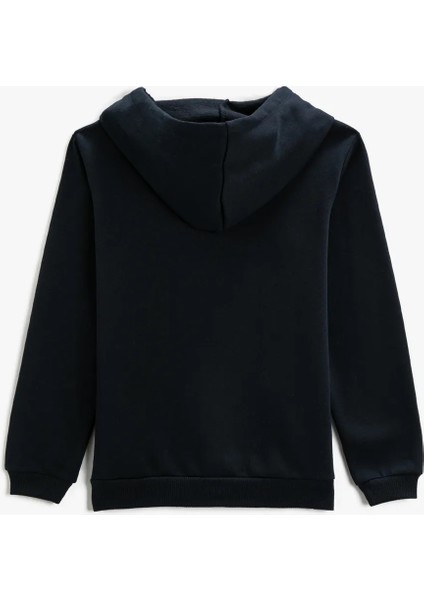 KND-250003 Basic Kapüşonlu 3 Iplik Kışlık Fermuarlı Okul Sweatshirt