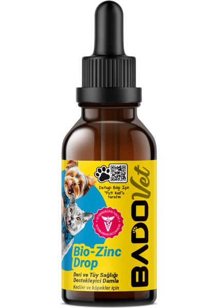 Bio-Zinc Drop Kedi ve Köpekler Için Deri ve Tüy Sağlığı Destekleyici Damla 50 ml