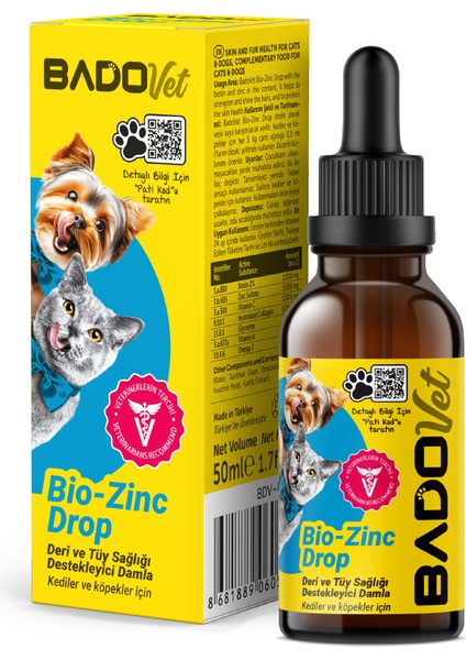 Bio-Zinc Drop Kedi ve Köpekler Için Deri ve Tüy Sağlığı Destekleyici Damla 50 ml