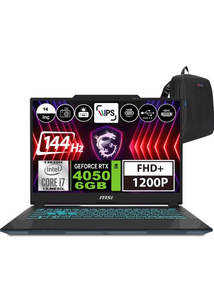 Msı Cyborg 14 Intel Core I7 13620H 96GB 1tb SSD RTX4050-6GB Windows 11 Pro 14" Fhd+ 144Hz Taşınabilir Bilgisayar A13VE054XTRWP10 + Zetta Çanta