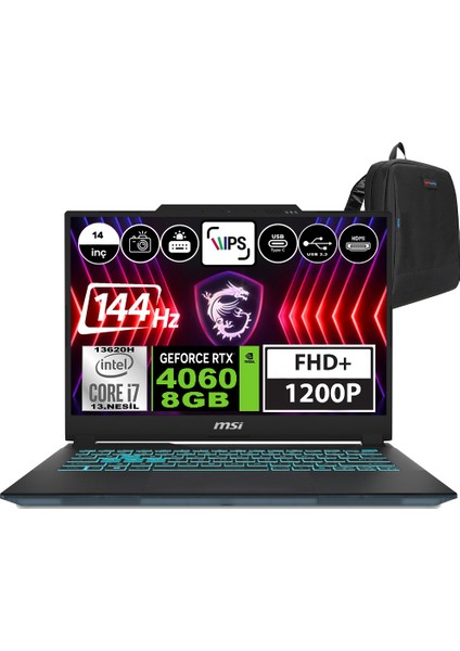 Msı Cyborg 14 Intel Core I7 13620H 16GB 1tb SSD RTX4060-8GB Freedos 14" Fhd+ 144Hz Taşınabilir Bilgisayar A13VE055XTRWF02 + Zetta Çanta