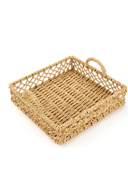 Deco Rustico Dekoratif Tepsi - Bej - 22 cm