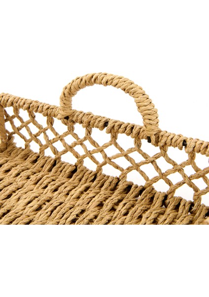 Deco Rustico Dekoratif Tepsi - Bej - 22 cm